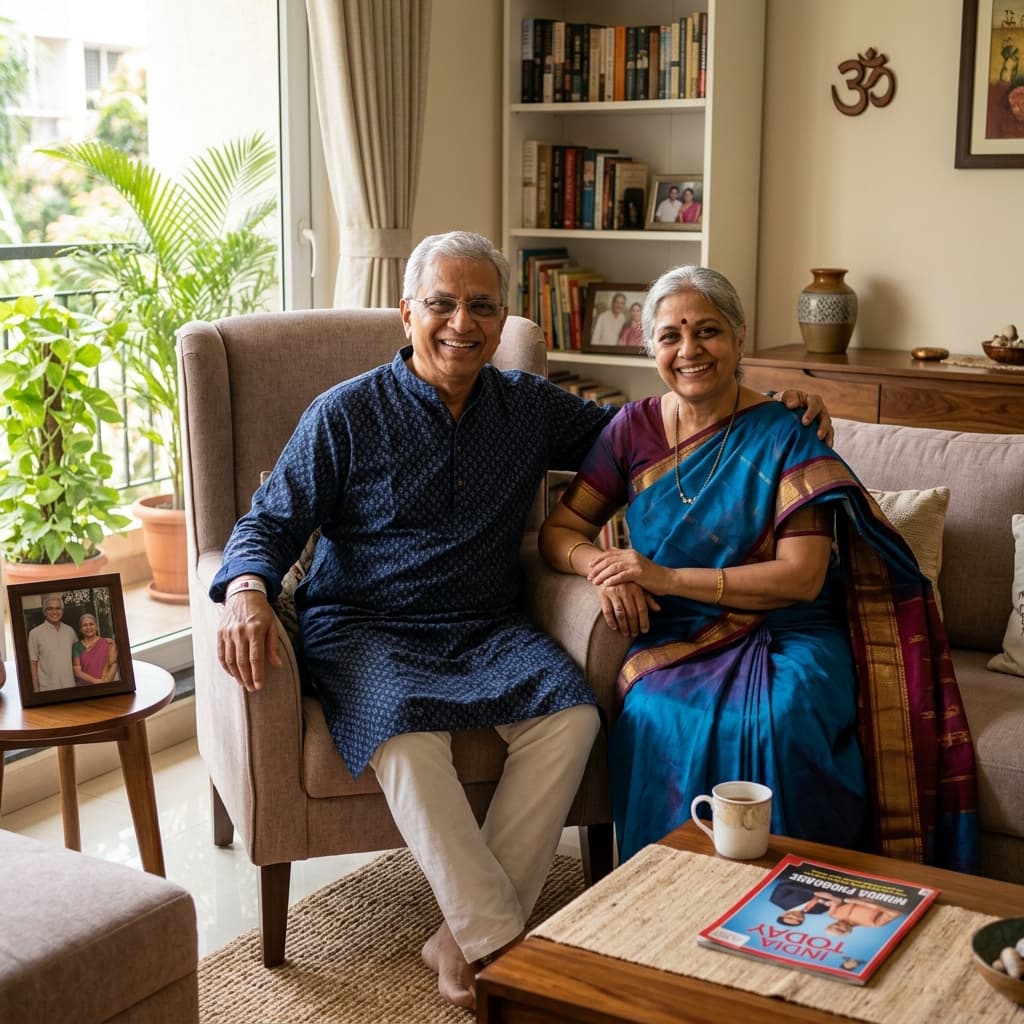 Happy elderly couple in Delhi enjoying quality of life after receiving professional home nursing care from NurseNest Care