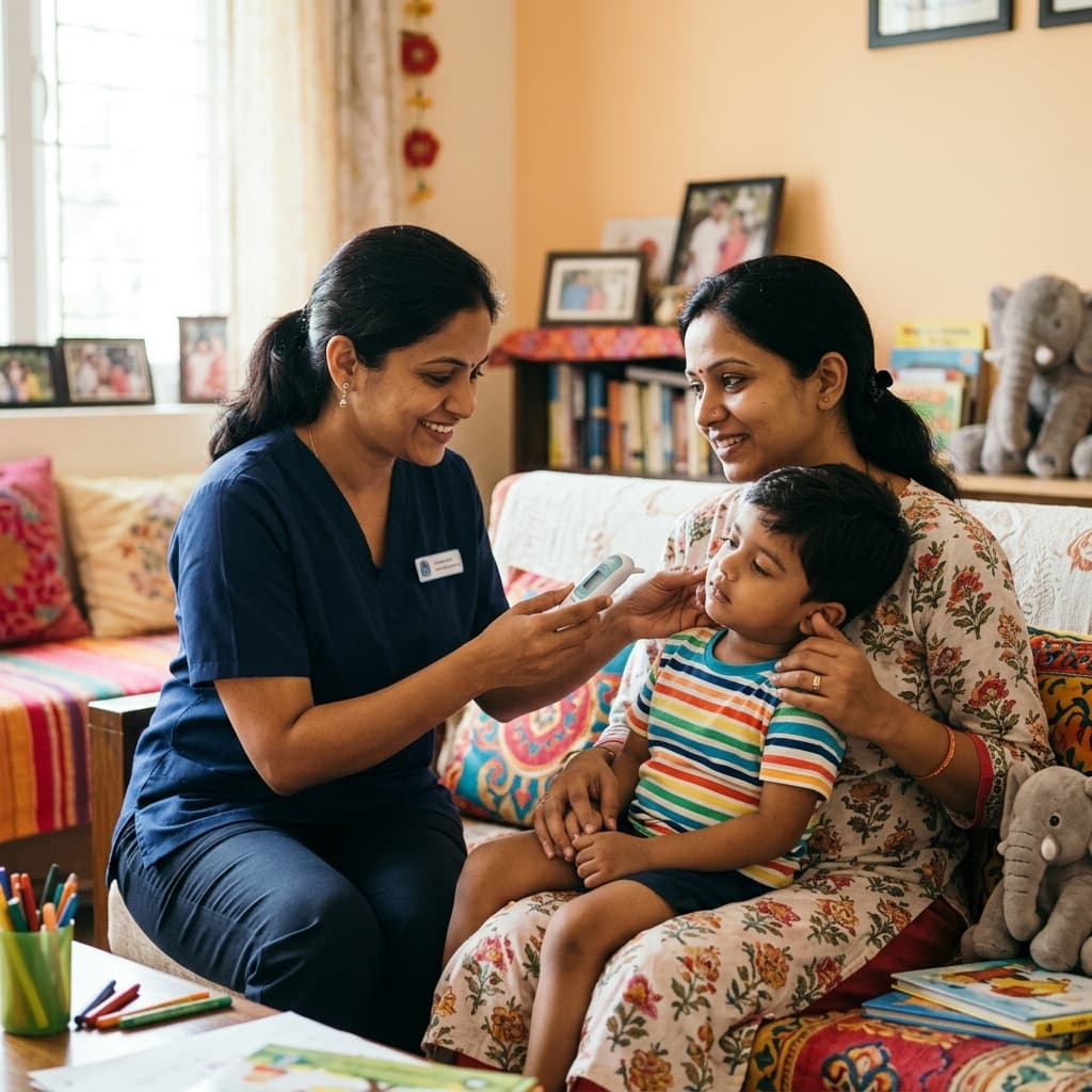 Pediatric nursing care at home in Delhi/NCR - gentle child healthcare and vaccination support by NurseNest Care