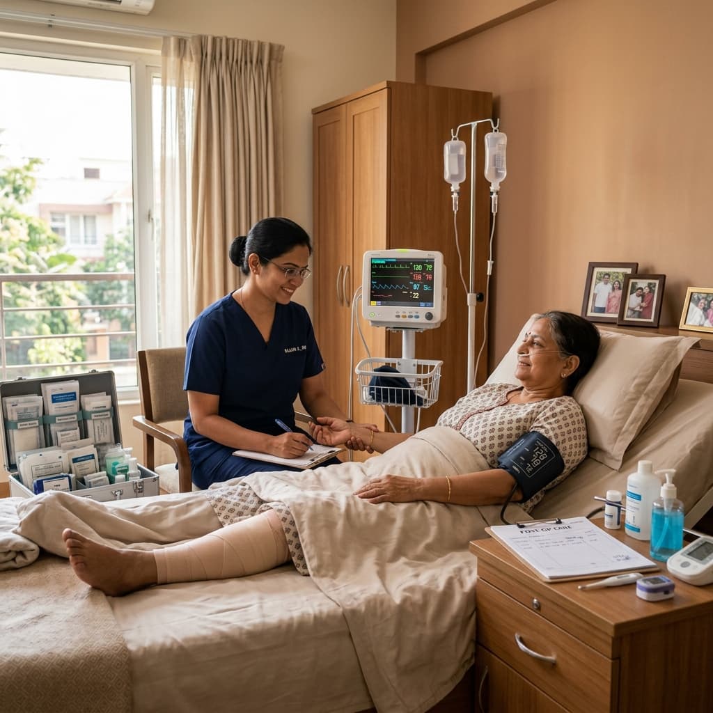 Professional post-operative nursing care at home in Delhi/NCR - wound dressing and recovery monitoring by NurseNest Care